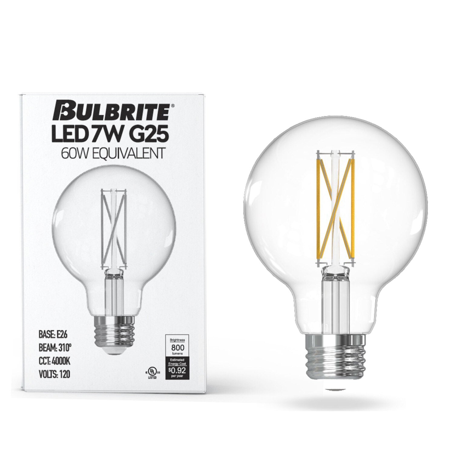 7W LED G25 4000K FILAMENT E26 DIM – Bulbrite